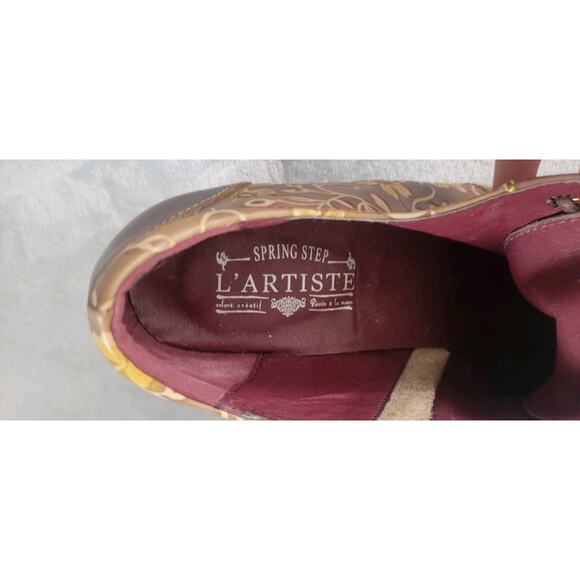 L'ARTISTE SPRING STEP OXFORD Lace Up EUR 41 Brown leather Floral Heel Shoes Zip - Picture 11 of 11